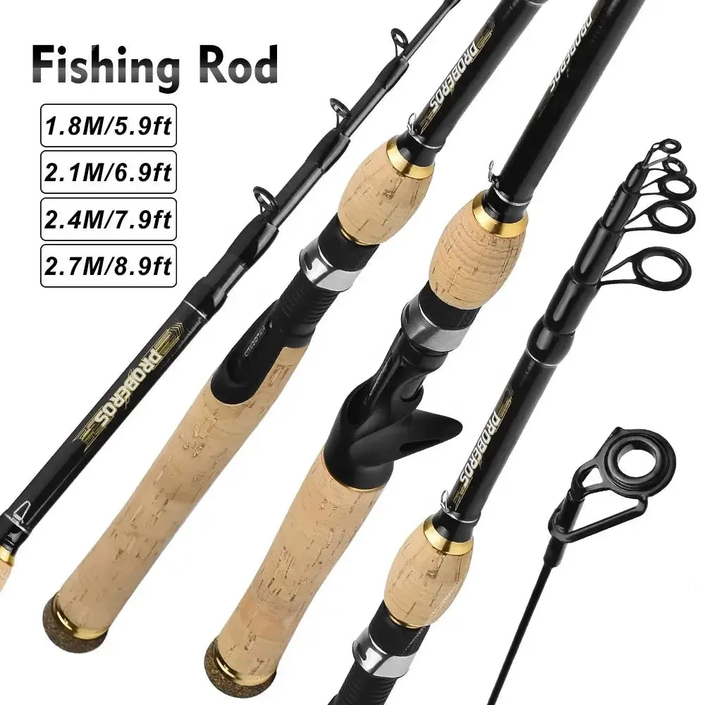 Lureswholesale® Carbon Spinning Rod 1.8m-2.7m Super Light 6-7 Sections H Action Telescopic Pole Carbon Fiber Sea Saltwater Fishing Rod