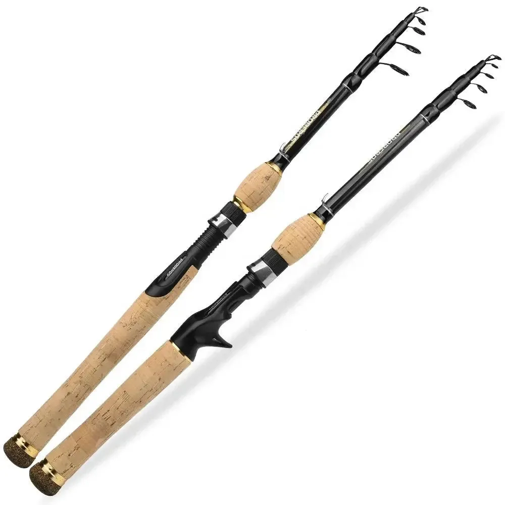 Lureswholesale® Carbon Spinning Rod 1.8m-2.7m Super Light 6-7 Sections H Action Telescopic Pole Carbon Fiber Sea Saltwater Fishing Rod