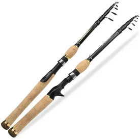 Lureswholesale® Carbon Spinning Rod 1.8m-2.7m Super Light 6-7 Sections H Action Telescopic Pole Carbon Fiber Sea Saltwater Fishing Rod