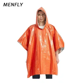 MENFLY Emergency Thermal Raincoat Portable Survival Rain Poncho Camping Travel Foldable Safety