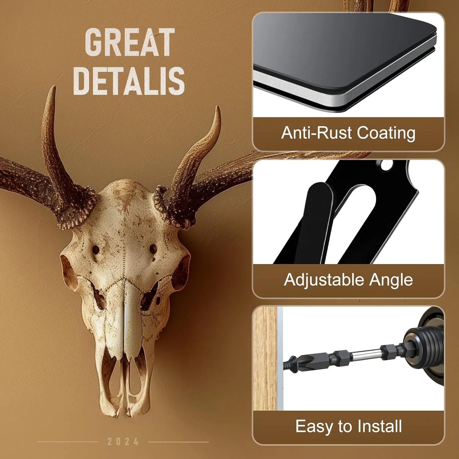 Mount Skull Hanger, Skull Mount for Hanging Deer Mule Antelope Coyote and Small Game Animals 3 Pack