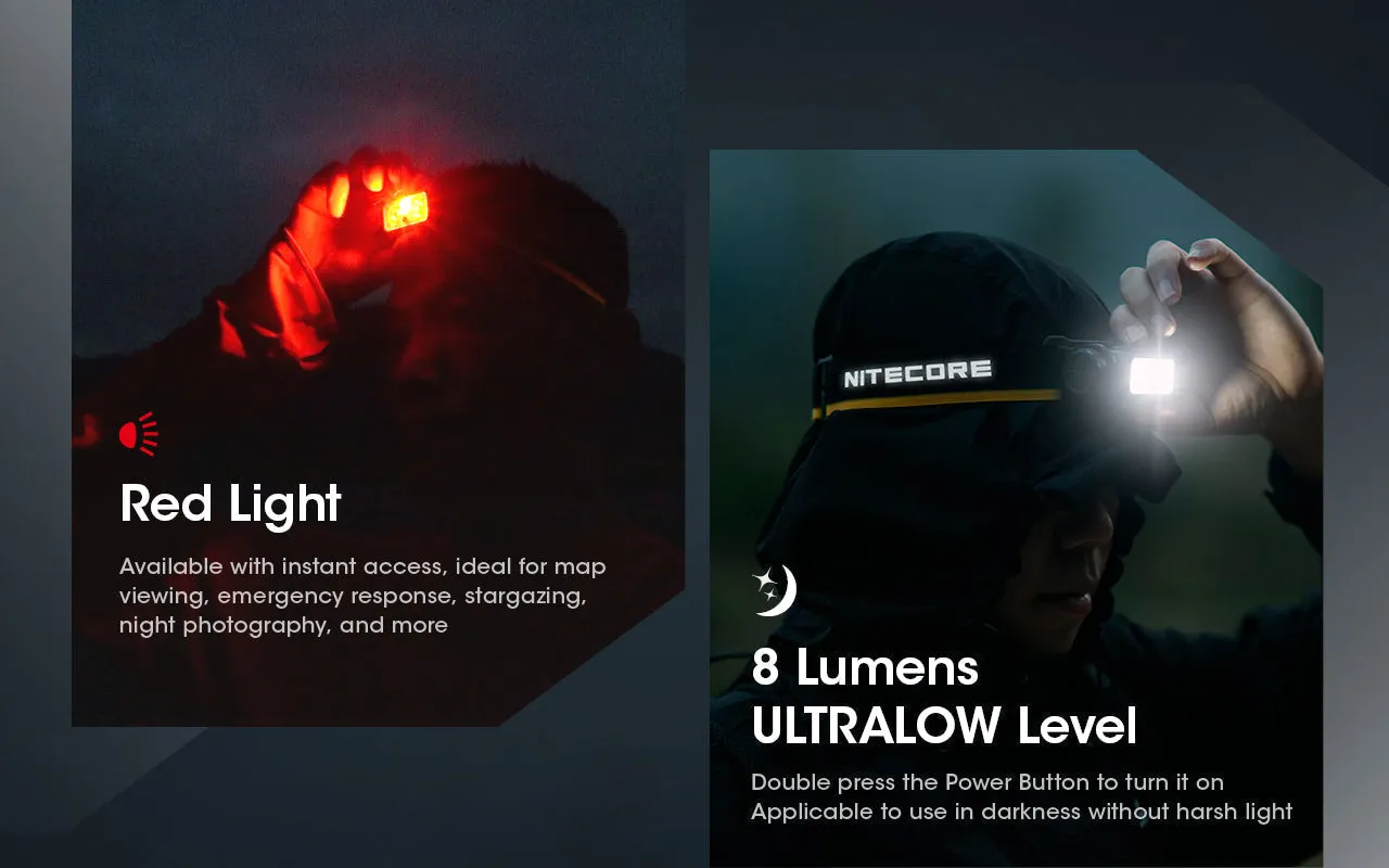 Nitecore NU50 Lightweight Rechargeable Headlamp w/ aux. Red Beam (1400 lumen s | USB-C Rechargeable)