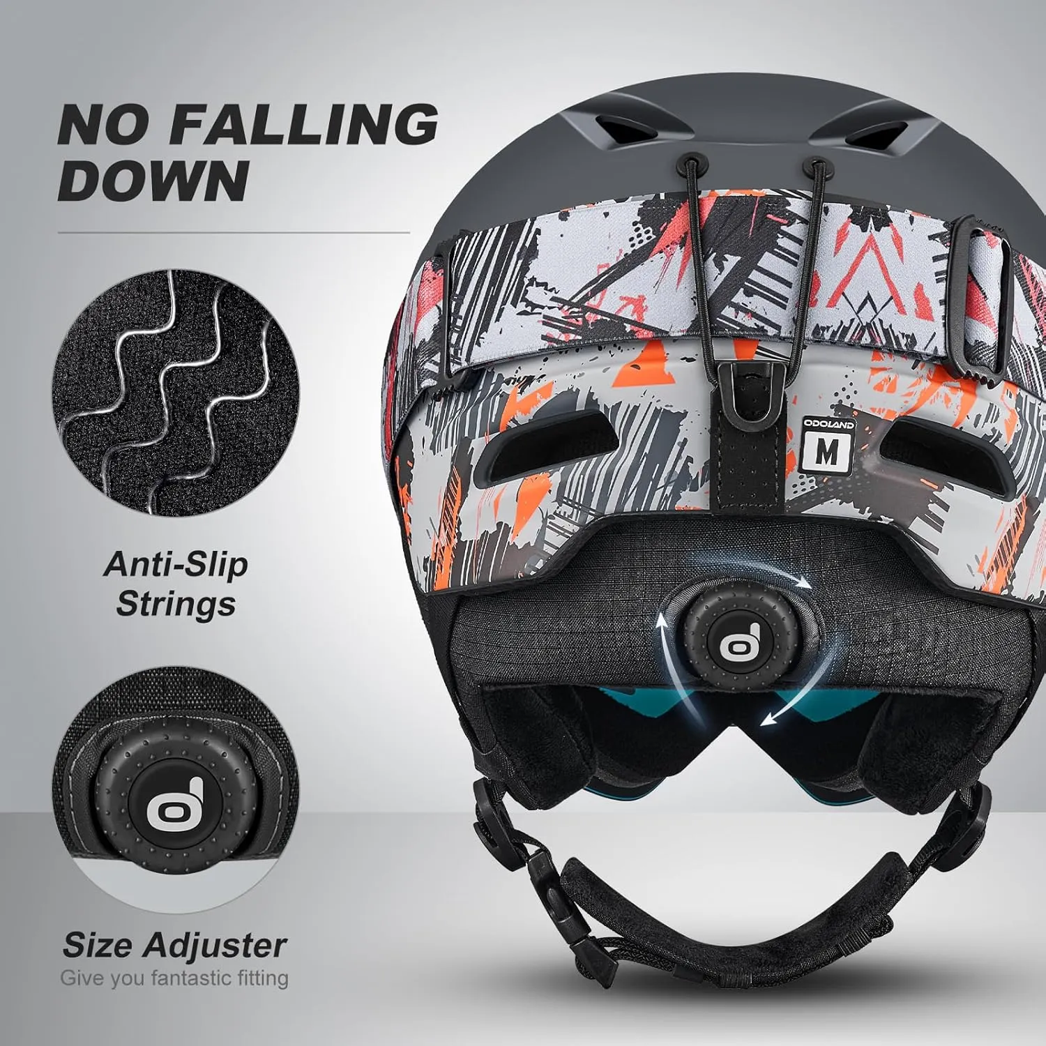Odoland Ski Helmet, Snowboard Helmet with Ski Goggles, Audio Compatible, Shockproof, Windproof, Snow Sports Helmet and Protective Glasses for Men Women Youth