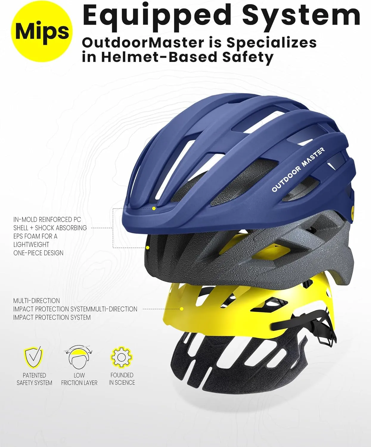 OutdoorMaster MIPS Bike Helmet for Adults-Two Removable Liners & Ventilation in Multi-Environment - Road Bicycle Helmets in Mountain, Motorway for Youth & Adult