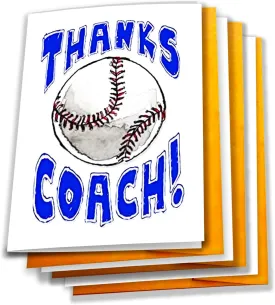 Play Strong Baseball Coach Thank You Cards  3-Pack Greeting Card Set (5x7)  You're Awesome Design  Perfect for Players, Teams & Families to Celebrate Amazing Coaches  Great for Season-End Gifts!