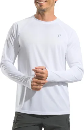 Pudolla Men's Sun Protection Shirts UV SPF UPF 50  Rash Guard Long Sleeve Lightweight Quick Dry Brethable Swimming Fishing