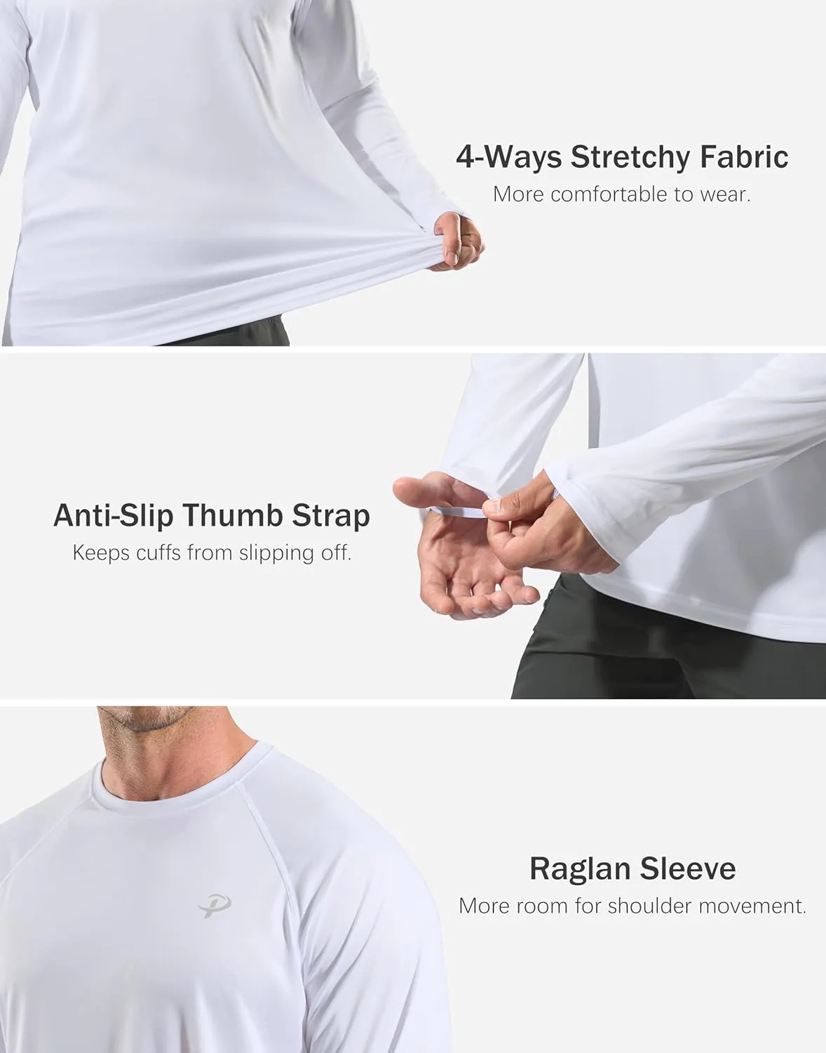 Pudolla Men's Sun Protection Shirts UV SPF UPF 50  Rash Guard Long Sleeve Lightweight Quick Dry Brethable Swimming Fishing