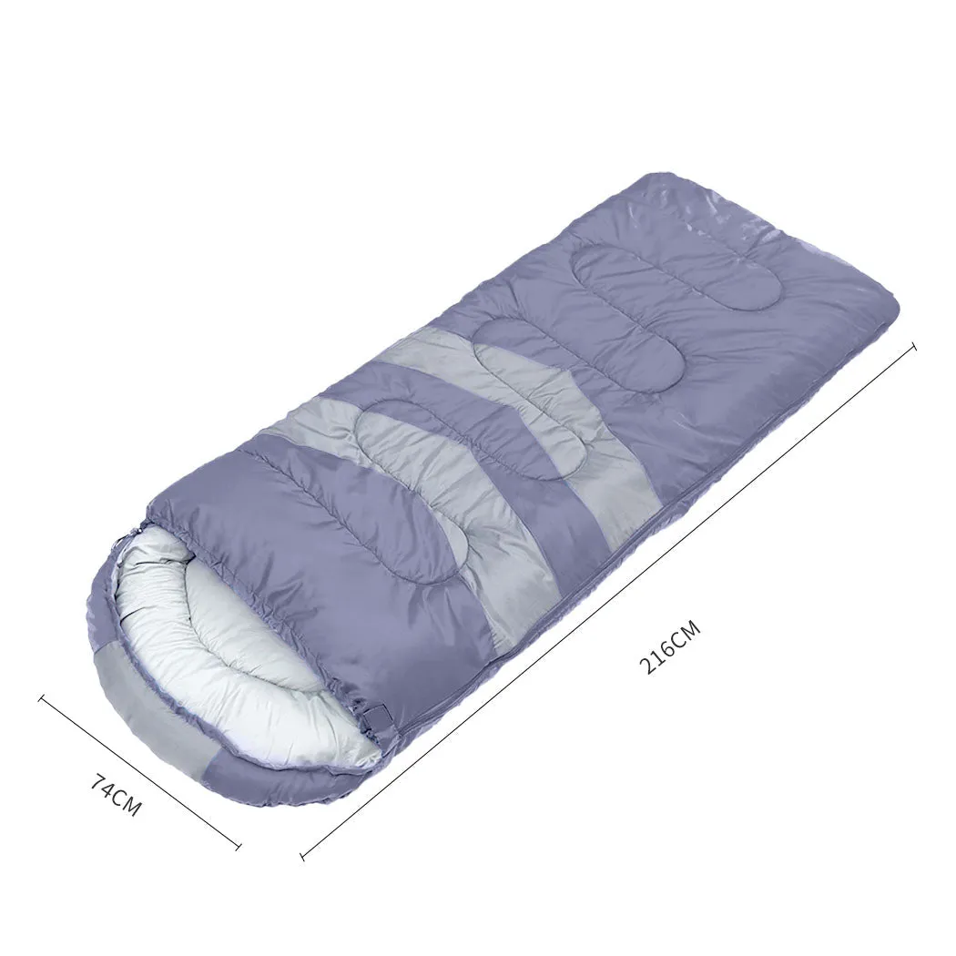 Sleeping Bag Single Outdoor Camping Hiking Thermal -10°C Tent - Grey