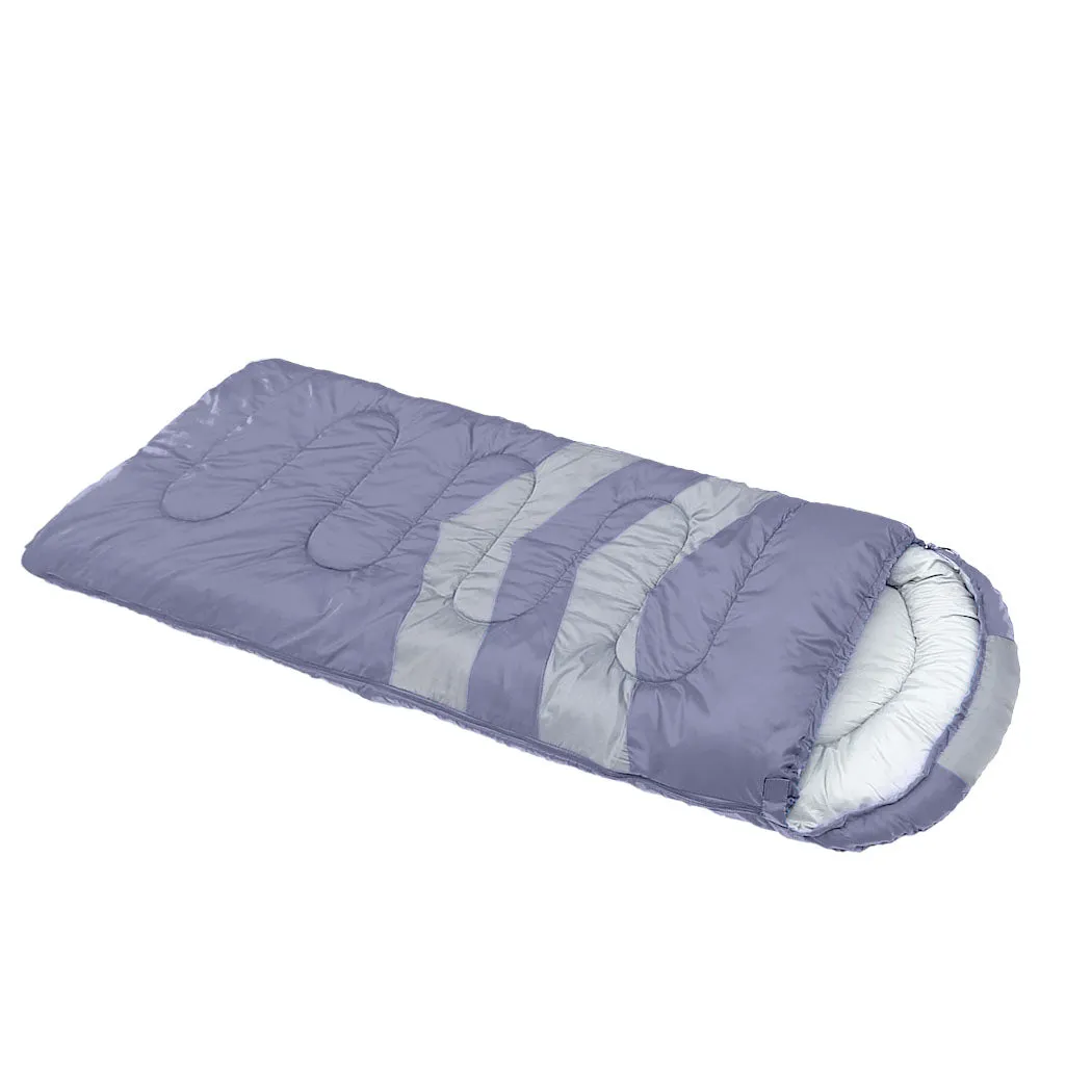 Sleeping Bag Single Outdoor Camping Hiking Thermal -10°C Tent - Grey