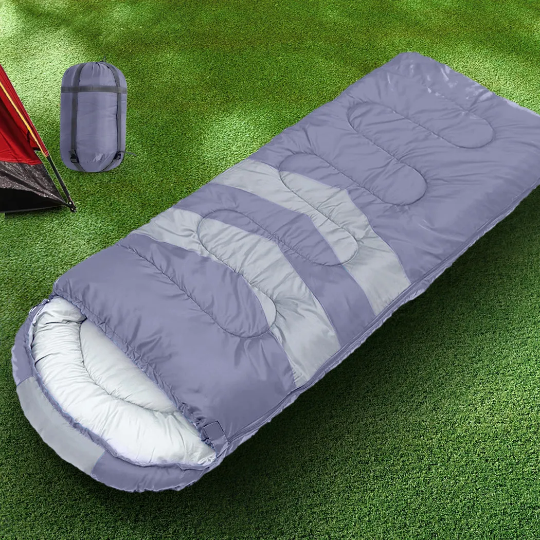 Sleeping Bag Single Outdoor Camping Hiking Thermal -10°C Tent - Grey