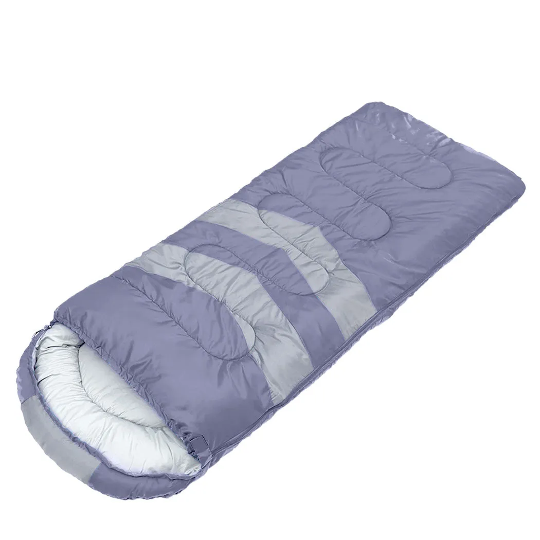 Sleeping Bag Single Outdoor Camping Hiking Thermal -10°C Tent - Grey