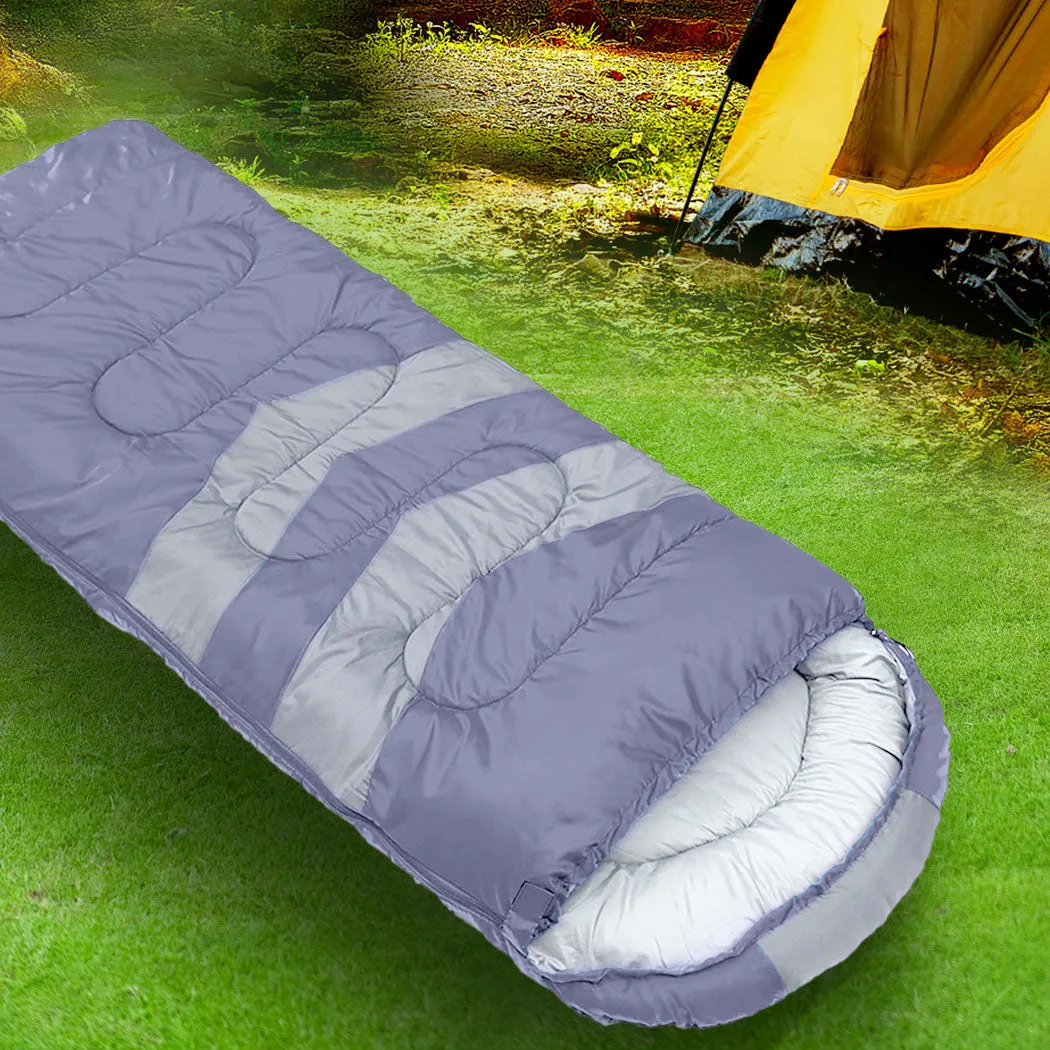 Sleeping Bag Single Outdoor Camping Hiking Thermal -10°C Tent - Grey