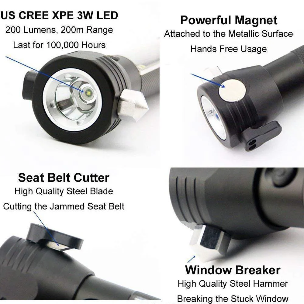 Solar Powered Flashlights Multifunctional Rechargeable LED Torch Flashlight