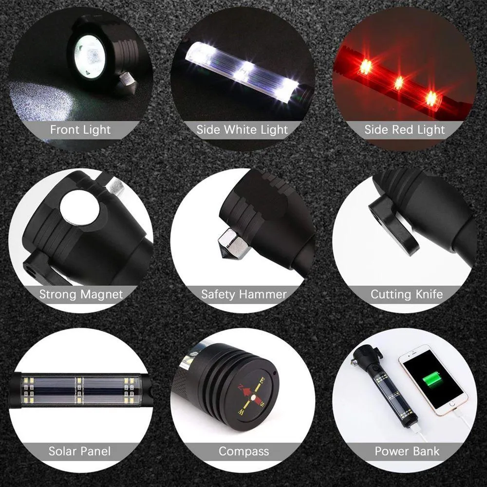 Solar Powered Flashlights Multifunctional Rechargeable LED Torch Flashlight