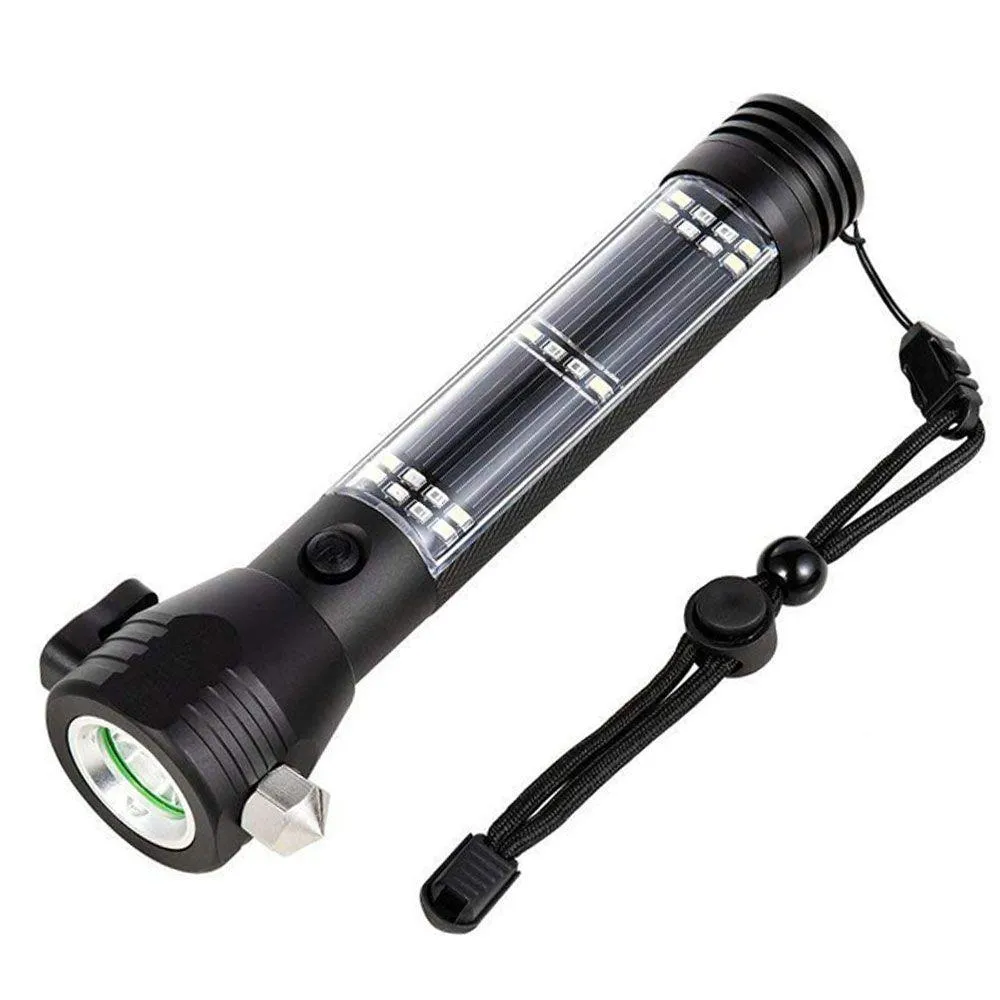 Solar Powered Flashlights Multifunctional Rechargeable LED Torch Flashlight