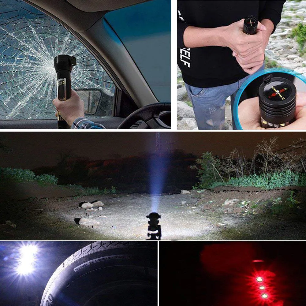 Solar Powered Flashlights Multifunctional Rechargeable LED Torch Flashlight