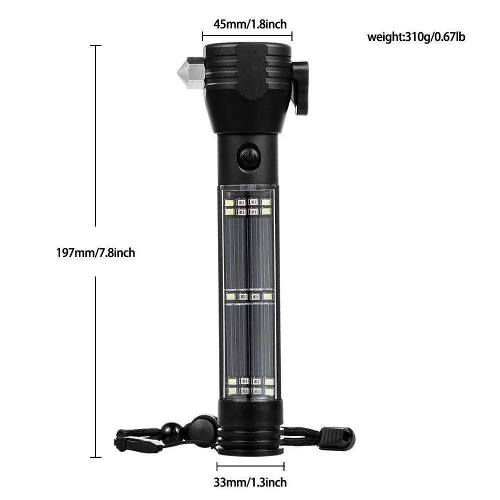 Solar Powered Flashlights Multifunctional Rechargeable LED Torch Flashlight