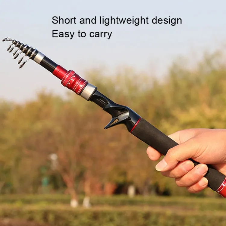 Telescopic Lure Rod Mini Fishing Rod Portable Fishing Tackle, Length: 2.1m(Red Straight Handle)