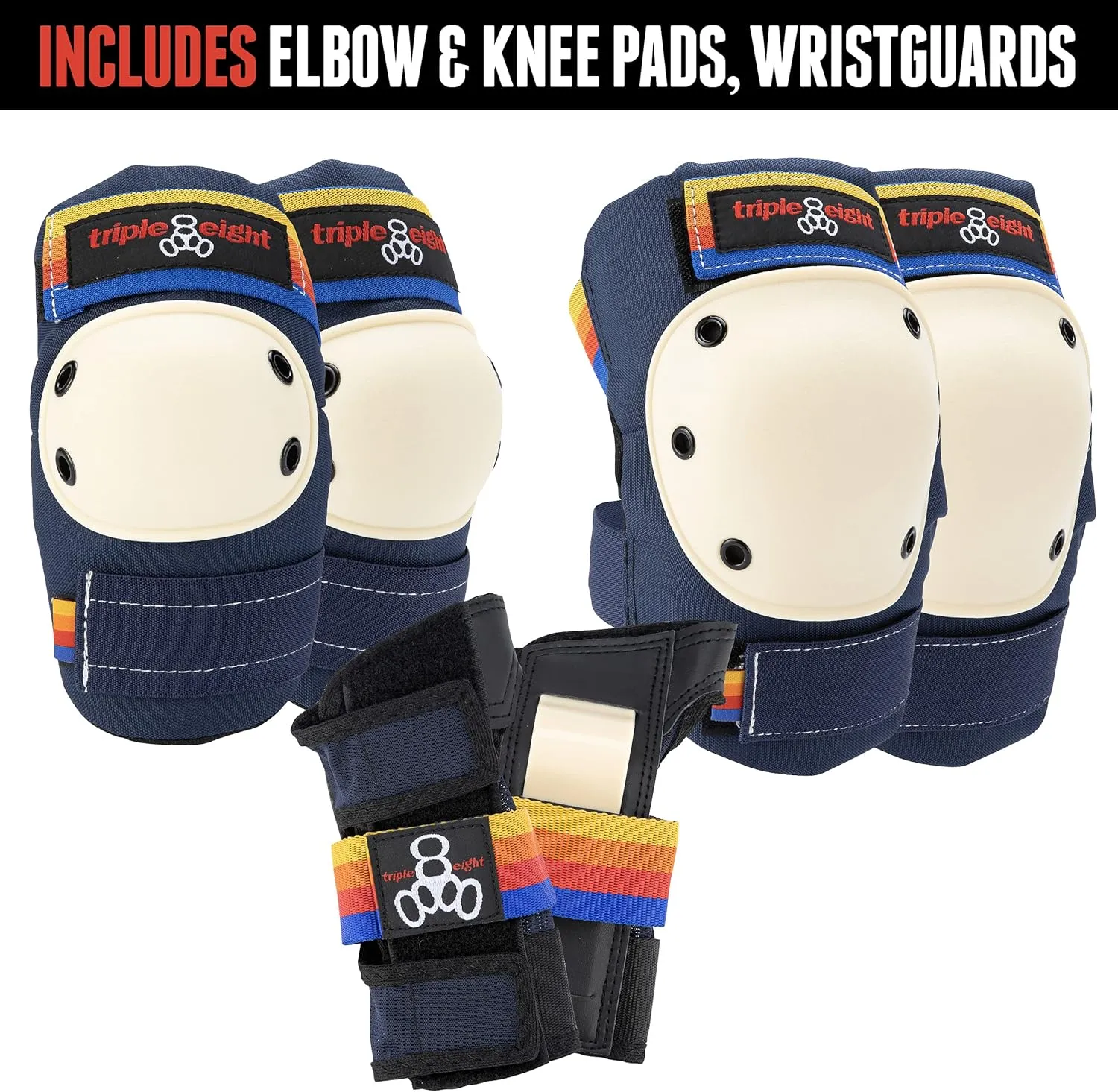 Triple Eight Saver Series 3-Pack Pad Set Ideal for Skateboarding, in-line Skating, Roller Skating, and Biking