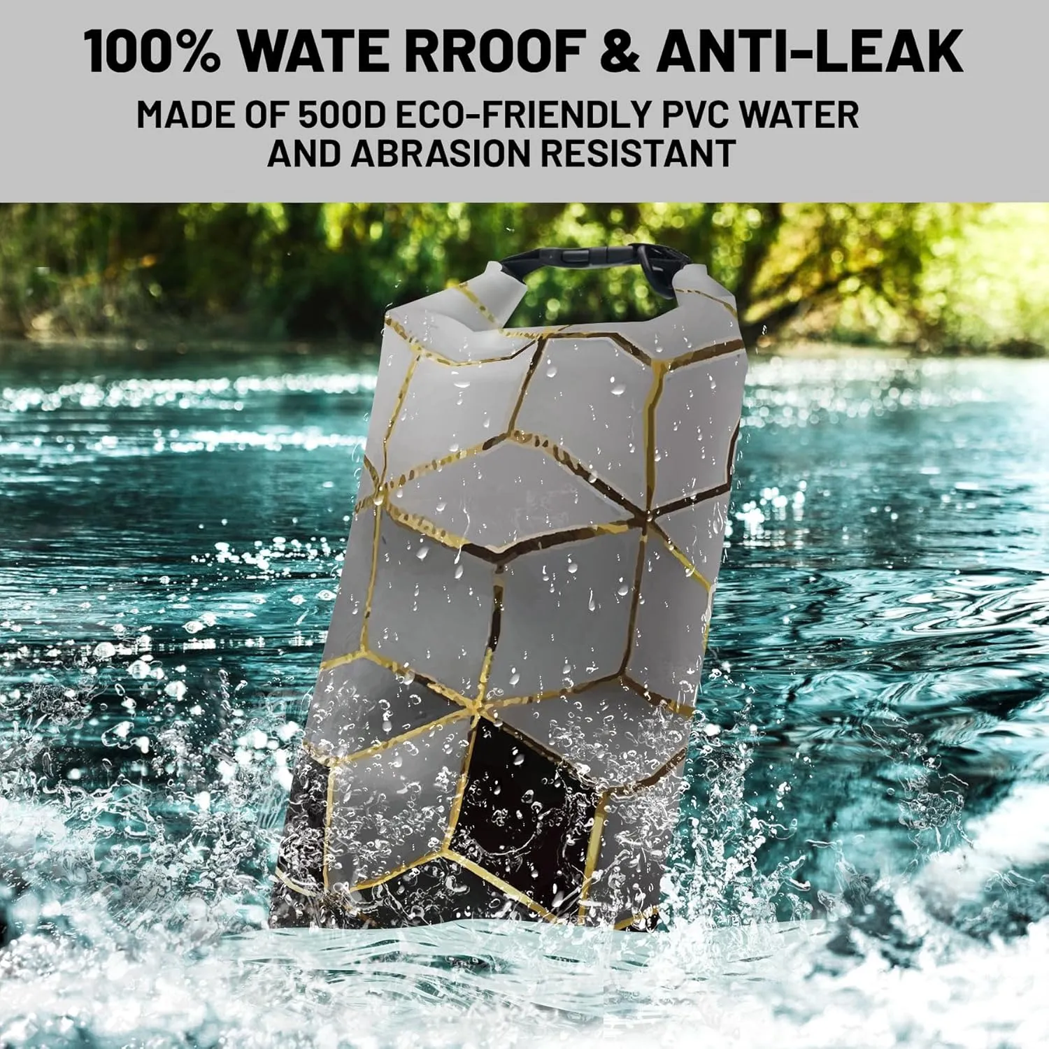 Waterproof Dry Bag,Roll Top Geometric Ombre Waterproof Backpack 5L/10L/20L Floating and Lightweight Bags for Kayaking, Boating, Fishing, Swimming and Camping