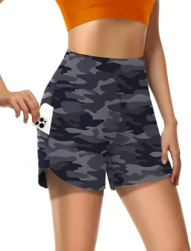 Womens' 5" Swim Shorts Tummy Control Quick Dry Swimsuit Bottom High Waist Loose Fitting with Zipper Pocket Liner UPF50 