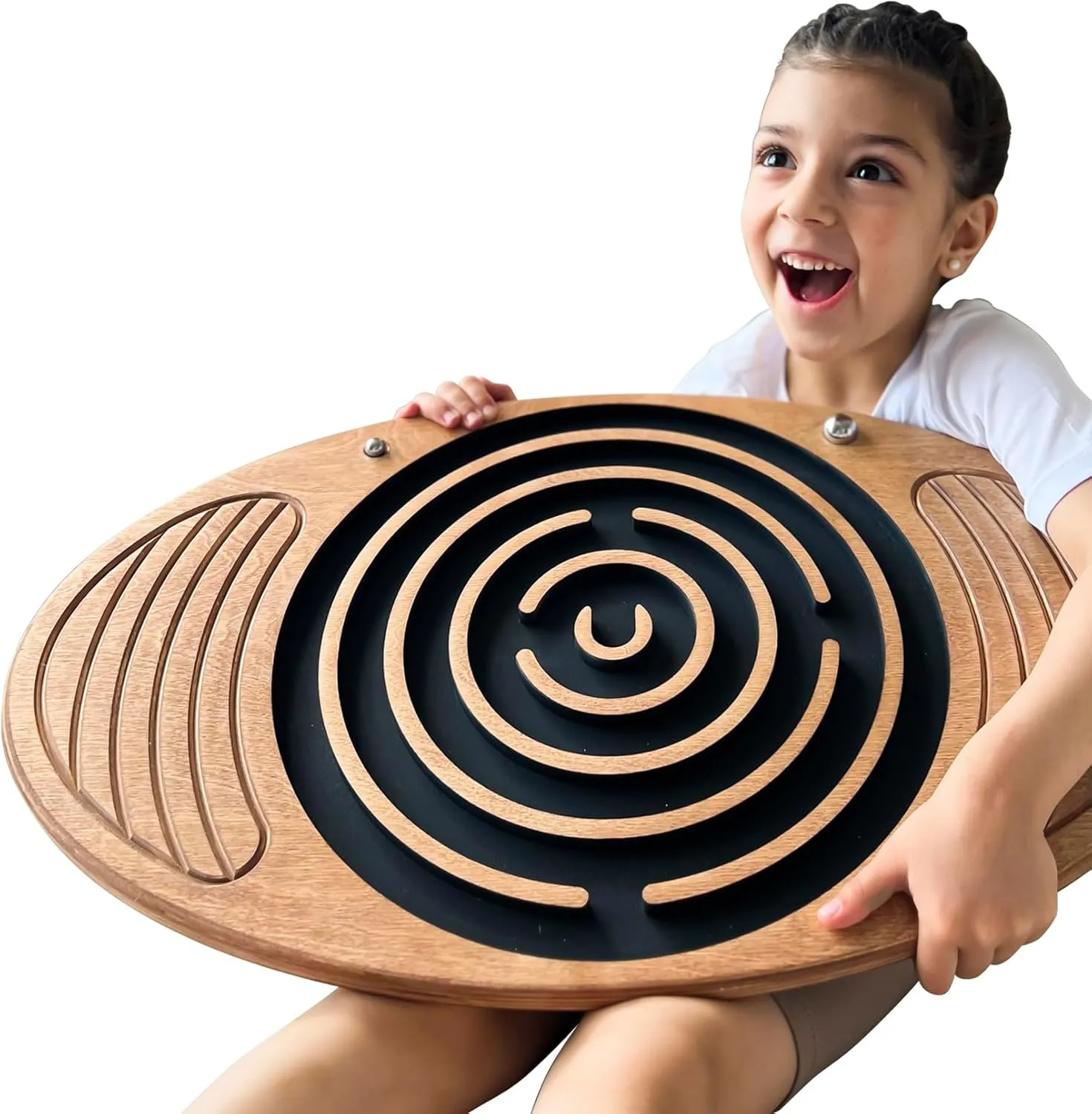 Wooden Balance Board with Labyrinth, Fun Fitness Tool for Kids and Adults, Wobble Balance Board, Natural Beech Wood Montessori Toy, Core Strength, Fitness, Training, Physical Therapy